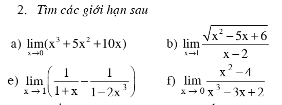Bài tập giới hạn hàm số đầy đủ dạng