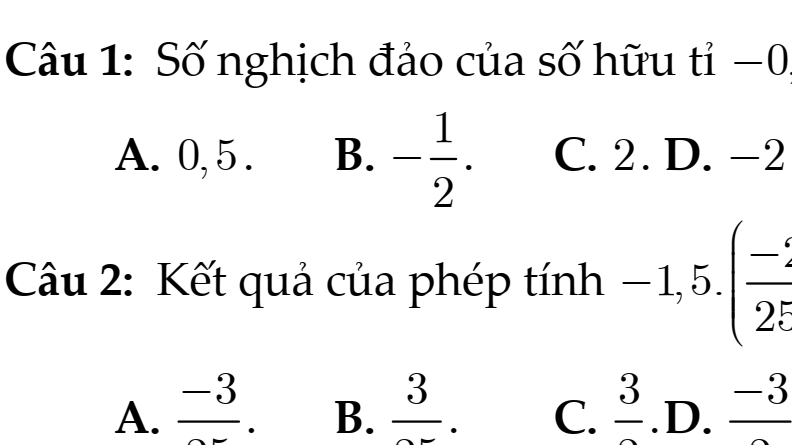 BỘ TRẮC NGHIỆM TOÁN 7 – TỪNG BÀI – ĐẦY ĐỦ – BÀI 3: NHÂN CHIA SỐ HỮU TỈ