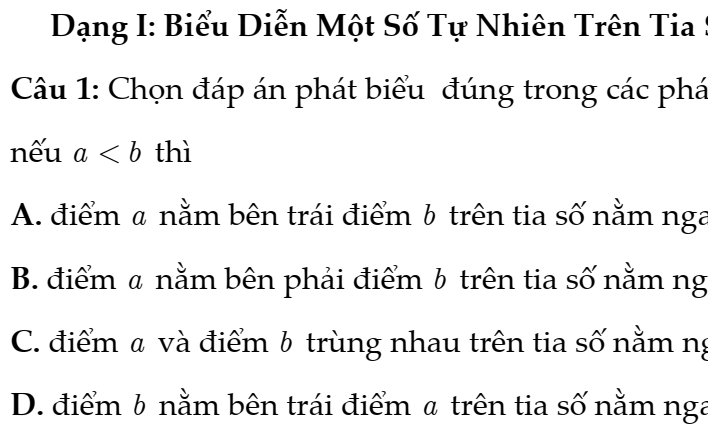 BỘ TRẮC NGHIỆM TOÁN 6 – TỪNG BÀI - ĐẦY ĐỦ - BÀI 3: THỨ TỰ TRONG TẬP HỢP CÁC SỐ TỰ NHIÊN