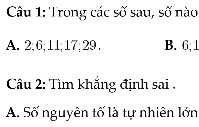 BỘ TRẮC NGHIỆM TOÁN 6 – TỪNG BÀI - ĐẦY ĐỦ - SỐ HỌC 6 - CHUYÊN ĐỀ: SỐ NGUYÊN TỐ