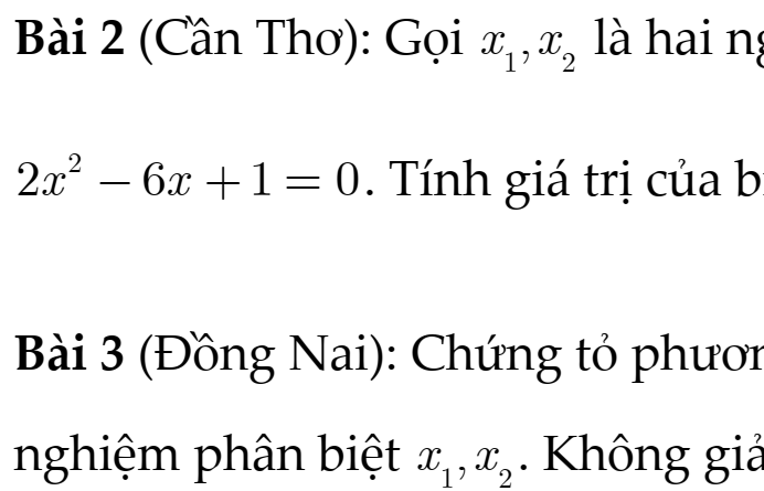 Trích Các Chuyên Đề Từ Đề Tuyển Sinh 10 – 25-26- Chuyên Đề: Hệ Thức Viète Và Ứng Dụng
