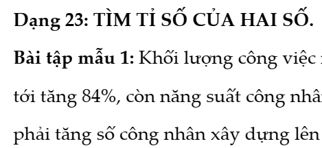 BỒI DƯỠNG HỌC SINH GIỎI TOÁN 6- MỚI- Chuyên đề: PHÂN SỐ LŨY THỪA -Dạng 23: TÌM TỈ SỐ CỦA HAI SỐ.