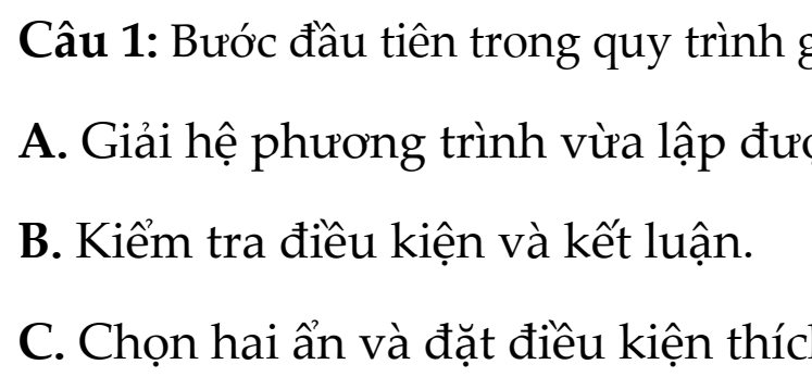 TOÁN 9- KNTT(BỘ THỐNG NHẤT)- BỘ TRẮC NGHIỆM CTM- THEO BÀI- CHƯƠNG 1 - BÀI 3: GIẢI TOÁN BẰNG CÁCH LẬP HỆ PHƯƠNG TRÌNH BẬC NHẤT HAI ẨN