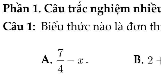 TOÁN 8- KNTT(BỘ THỐNG NHẤT)- BỘ TRẮC NGHIỆM CTM- THEO BÀI- CHƯƠNG 1: ĐA THỨC - BÀI 1: ĐƠN THỨC