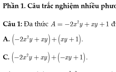 TOÁN 8- KNTT(BỘ THỐNG NHẤT)- BỘ TRẮC NGHIỆM CTM- THEO BÀI- CHƯƠNG 1: ĐA THỨC - BÀI 3: CỘNG TRỪ ĐA THỨC