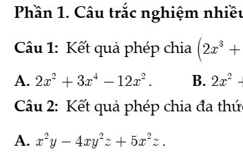 TOÁN 8- KNTT(BỘ THỐNG NHẤT)- BỘ TRẮC NGHIỆM CTM- THEO BÀI- CHƯƠNG 1: ĐA THỨC - BÀI 5: PHÉP CHIA ĐA THỨC