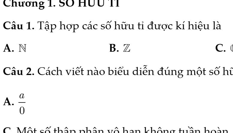 Đề Cương Ôn Tập Giữa Học Kì I – Toán 7- Năm Học 2026-2027- Kết Nối Tri Thức- Bộ Thống Nhất- Trắc nghiệm abcd